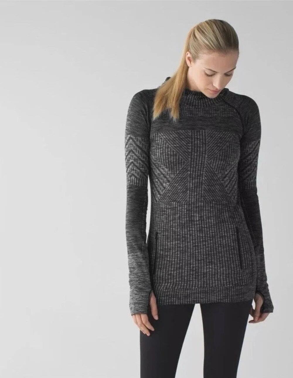 Lululemon Reflective Stripe Full Zip Hoodie Women's S/M Heathered Black